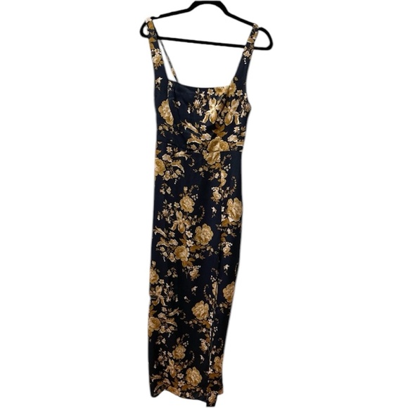Reformation silk Floral Sleeveless Navy and Yellow NEW - Picture 5 of 8